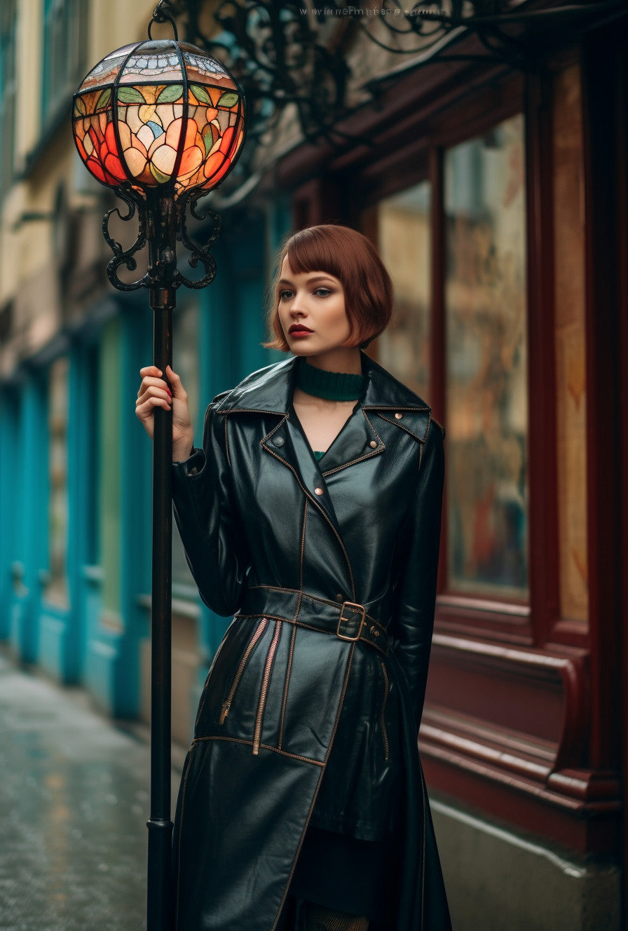 "Drogodziej" - Latarnia z witrażem. Kowalstwo artystyczne. Art Nouveau. Ogrosowa uliczna styl