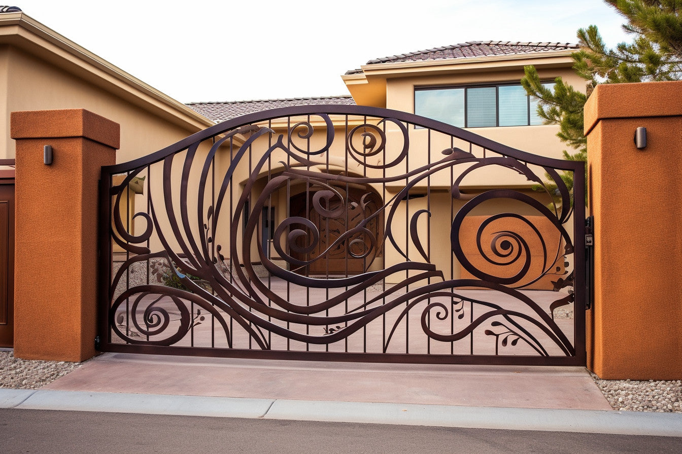Elegancka brama wjazdowa - "Arts & Crafts" - kowalstwo artystyczne