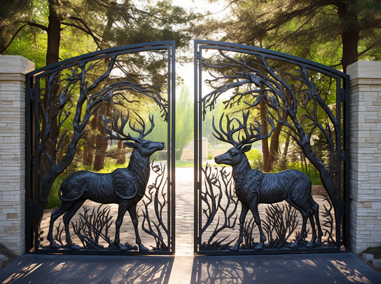 KLuta brama wjazdowa ze stali - Jelenie - kowalstwo artystyczne