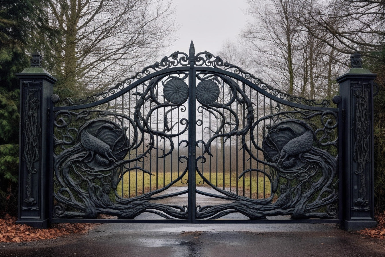 Entrance gate in the Gothic style -