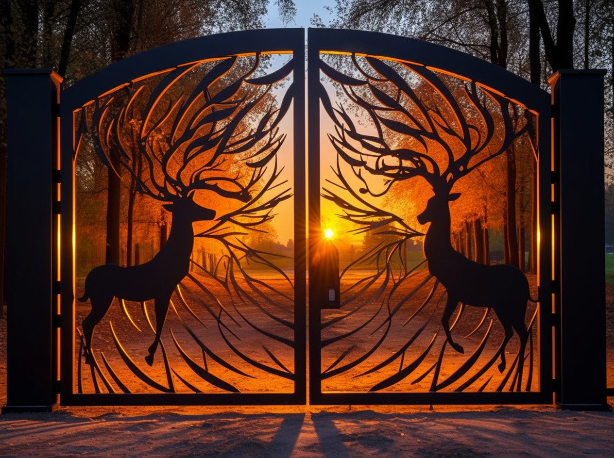 Brama wjazdowa, dekoracyjna, metalowa - "Jelenie" metal