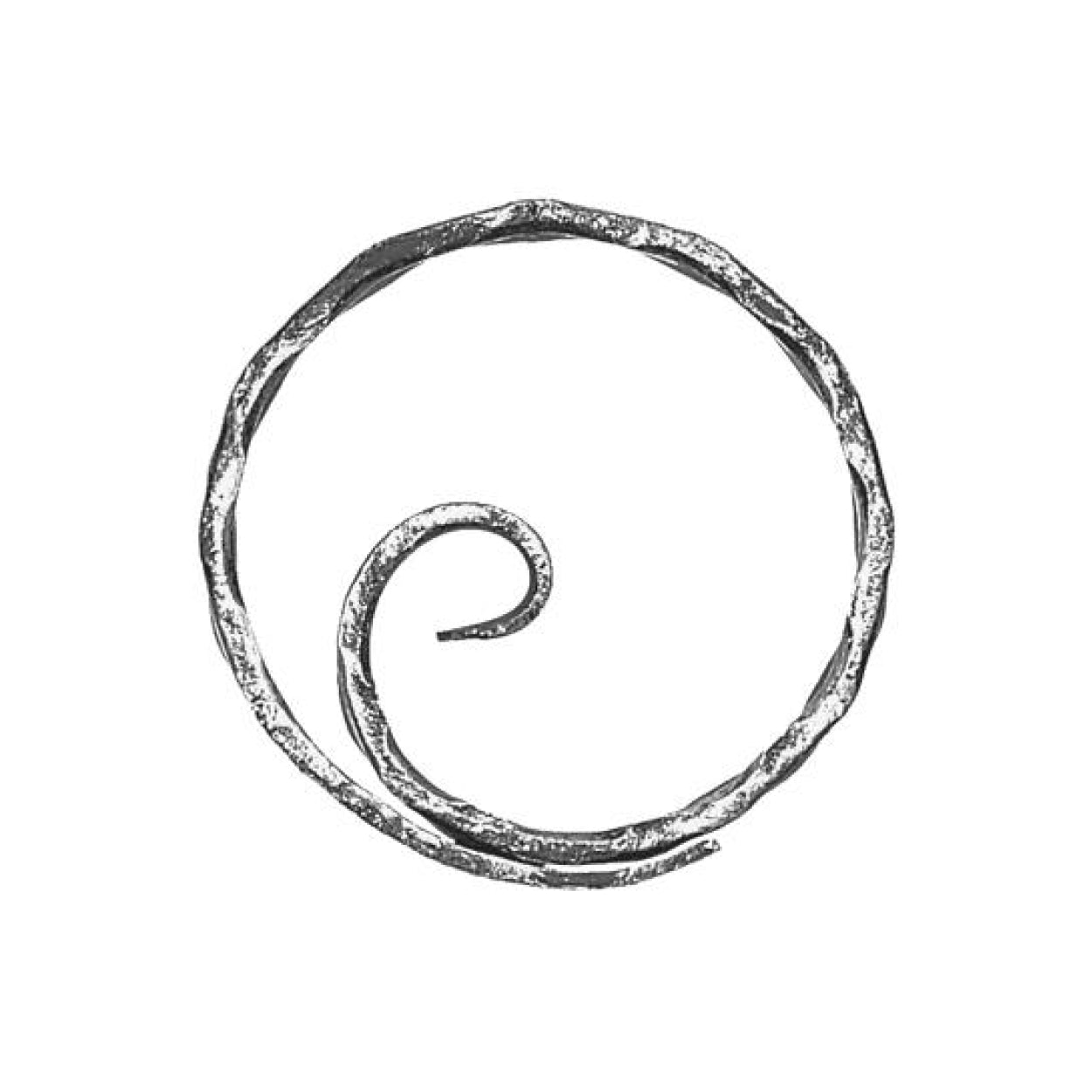 Element kuty ze stali, ozdobny O (koło, ślimak) FI 10 12x6 fakturowany do bramy ogrodzenia balustrady