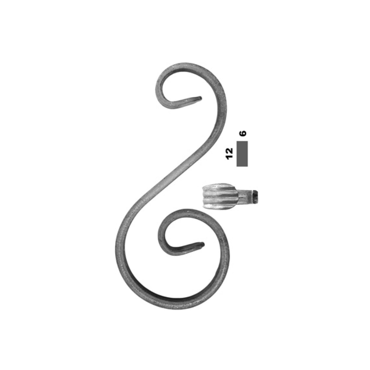 Element kuty, ozdobny, skrętny S 170x80 12x6