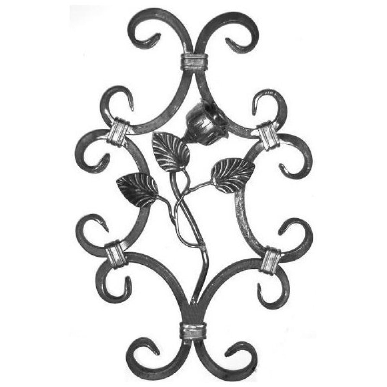 Metal decorative rosette with a rose for gates, balustrades, fences. F ...