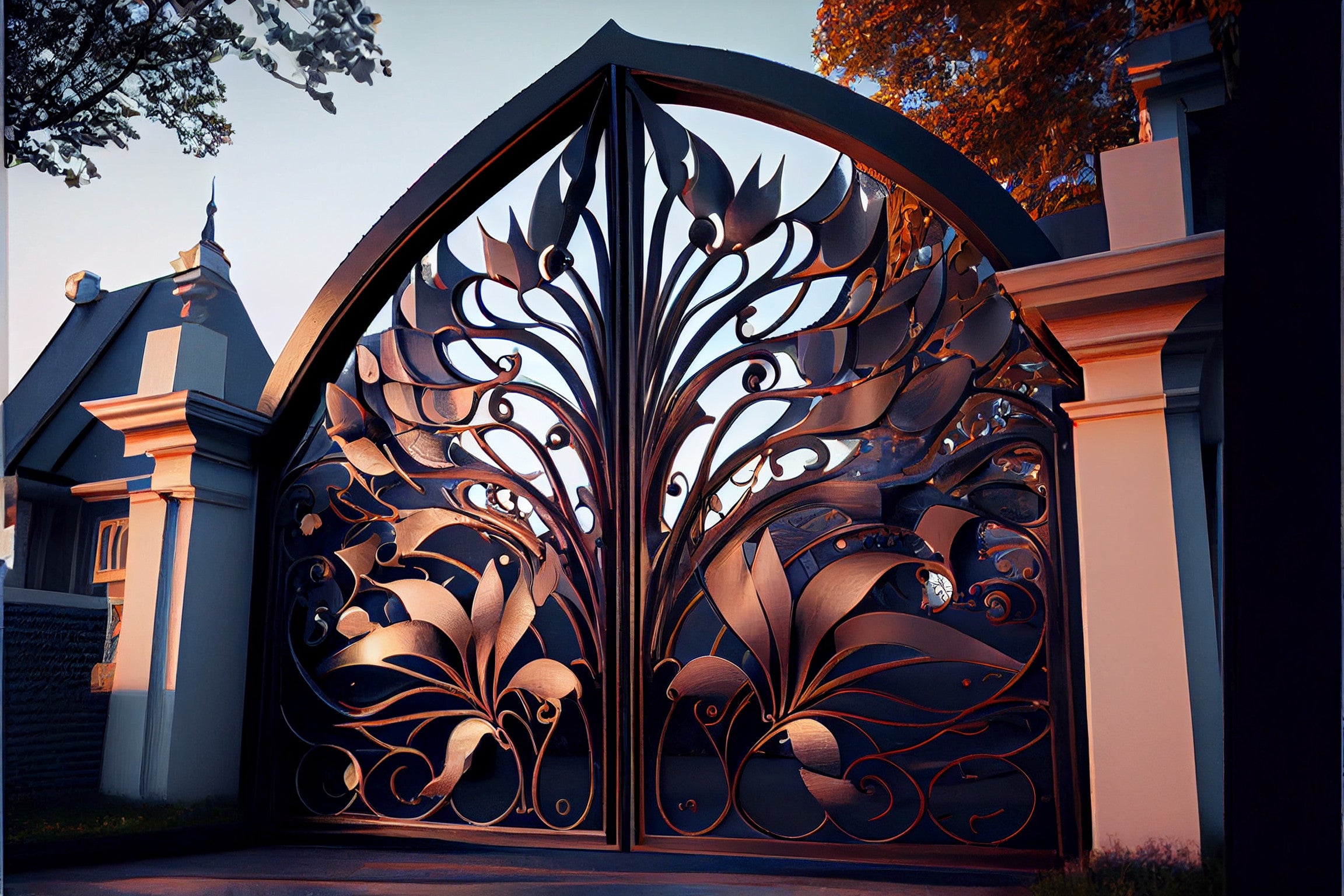 Luksusowa brama wjazdowa ze stali "Morena" - kowalstwo artystyczne