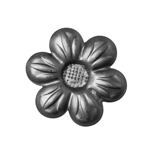 Forged steel flower element, diameter 60 mm, for decorating gates, balustrades, fences 