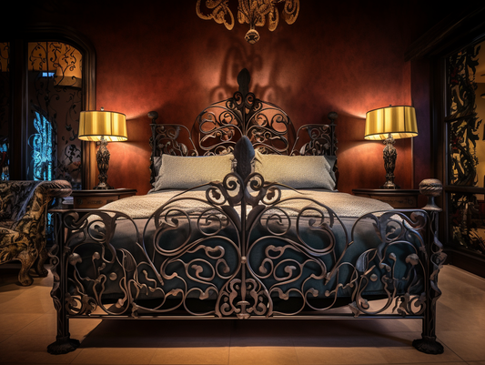 "Bogdana" - luksusowe, designerskie łóżko z metalu. Kute stalowe