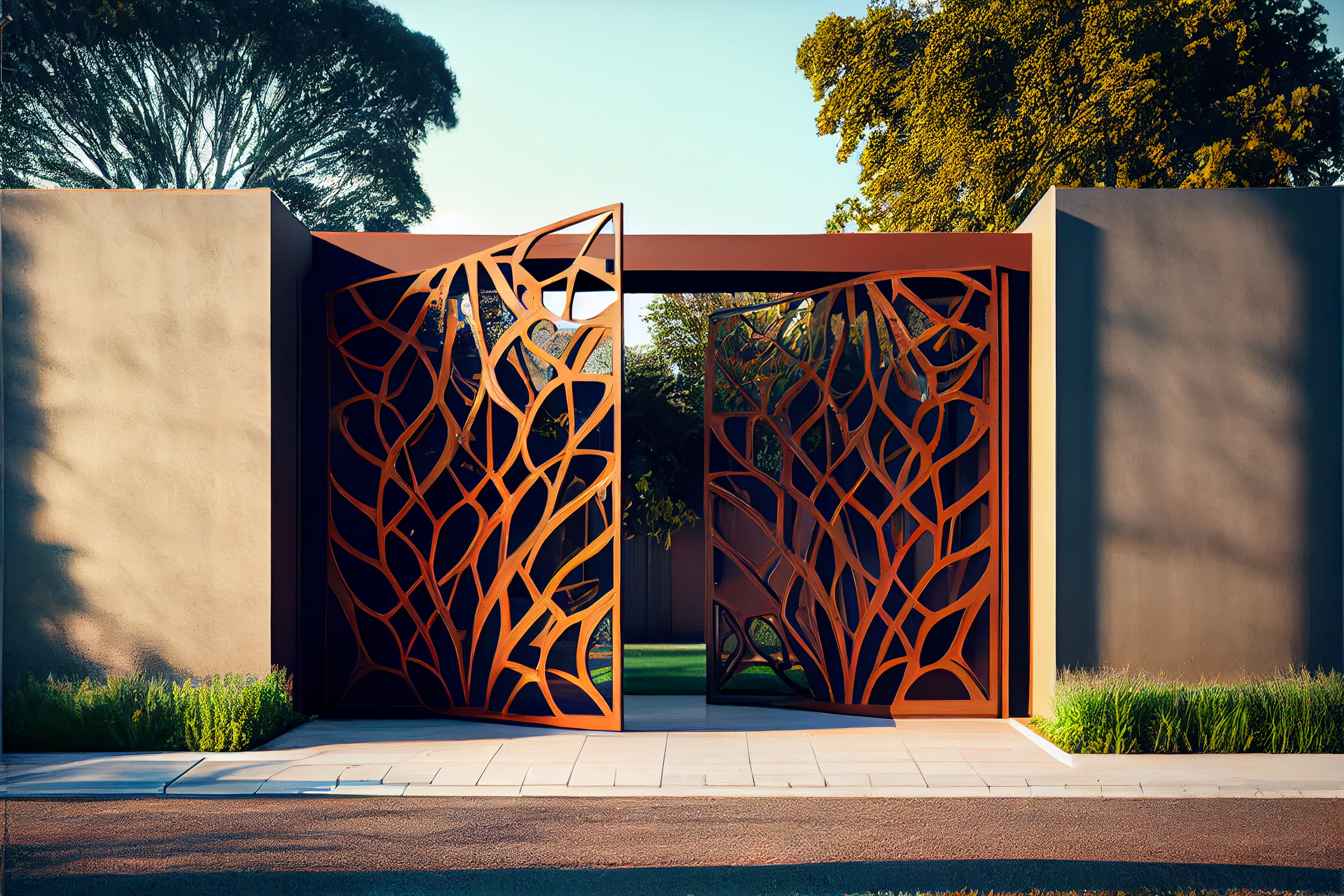 Brama wjazdowa do ogrodu ze stali COR-TEN®