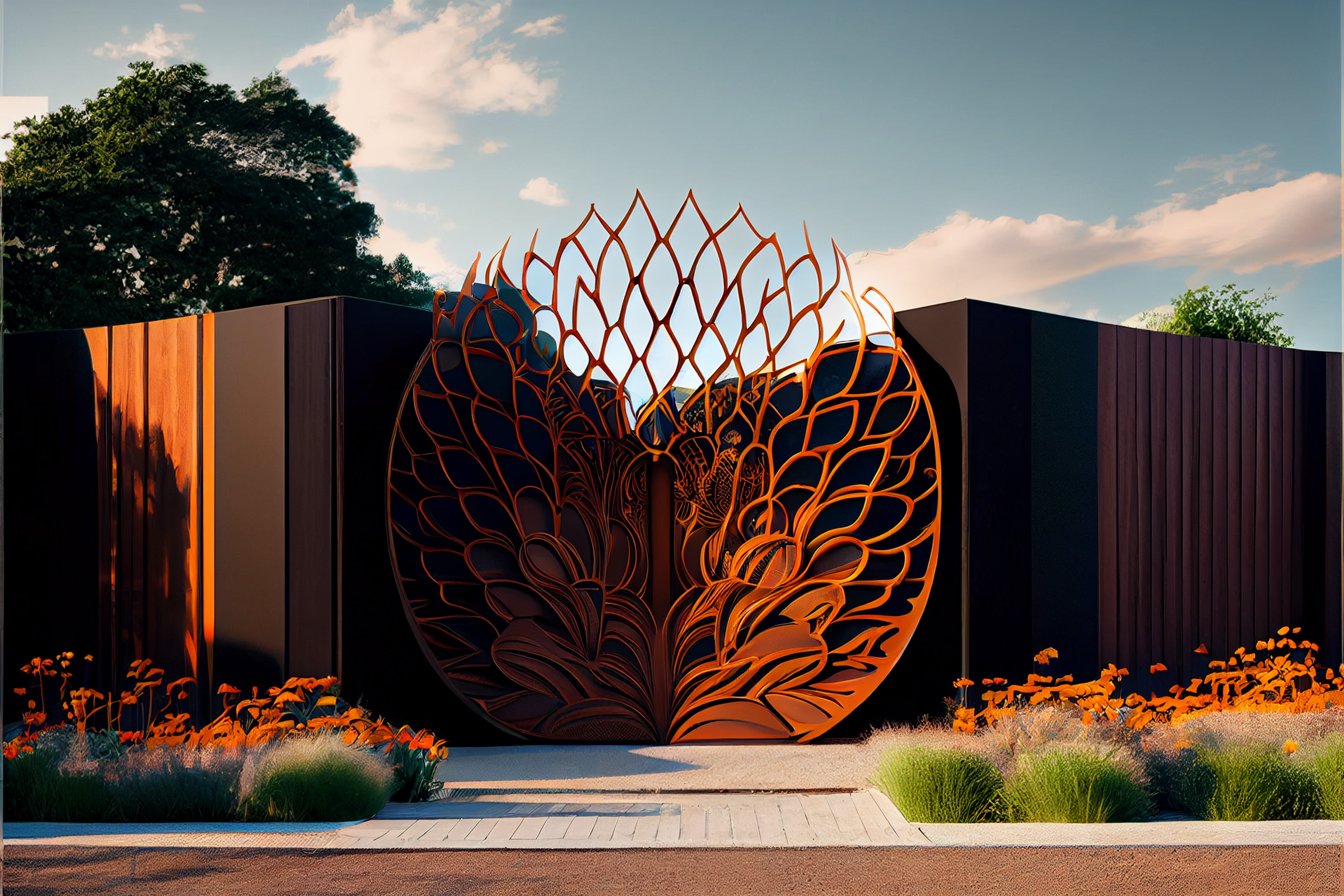 Swan – Eingangstor mit Automat aus COR-TEN®-Stahl