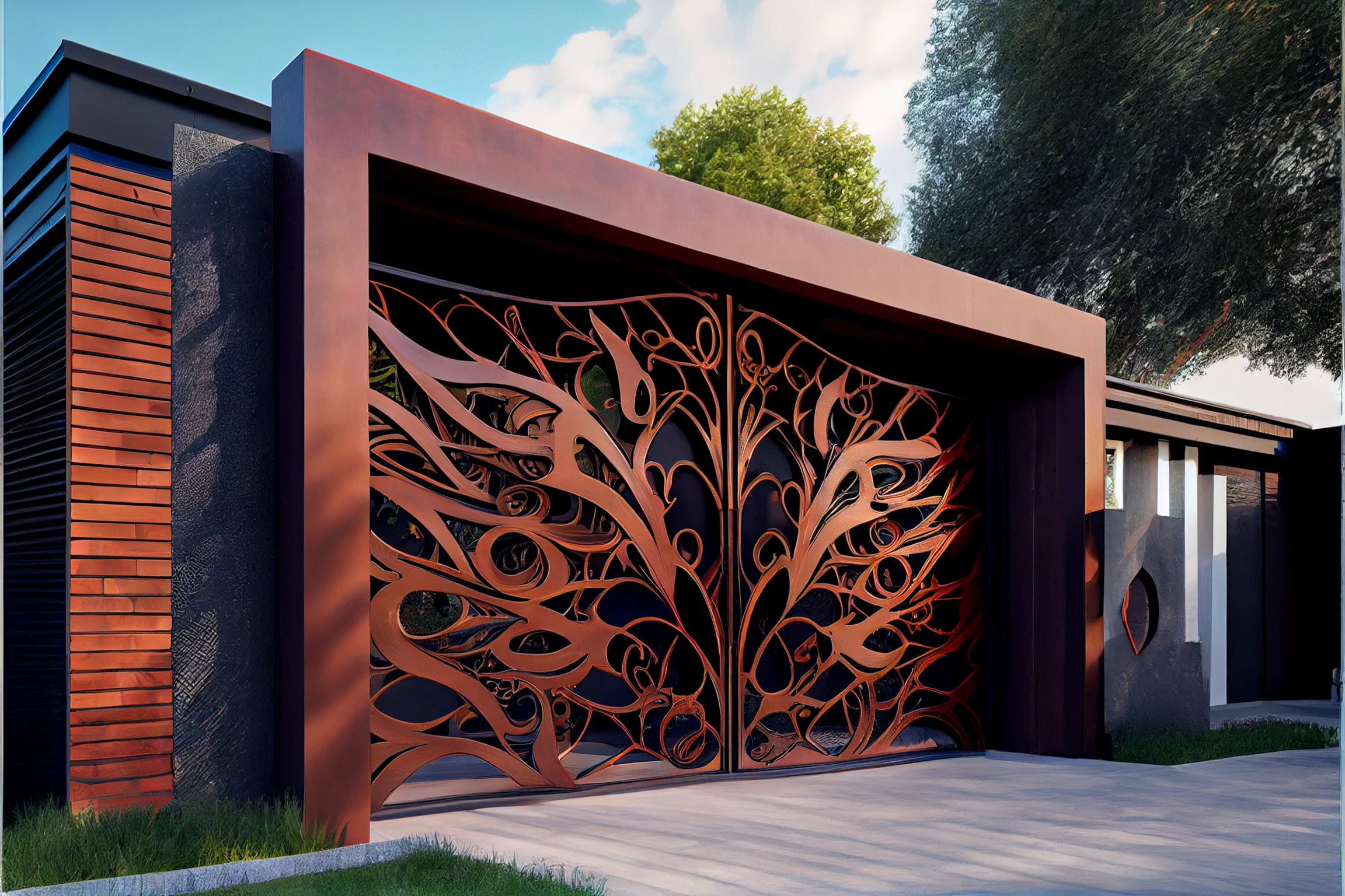 Brama wjazdowa automatyczna ze stali COR-TEN®