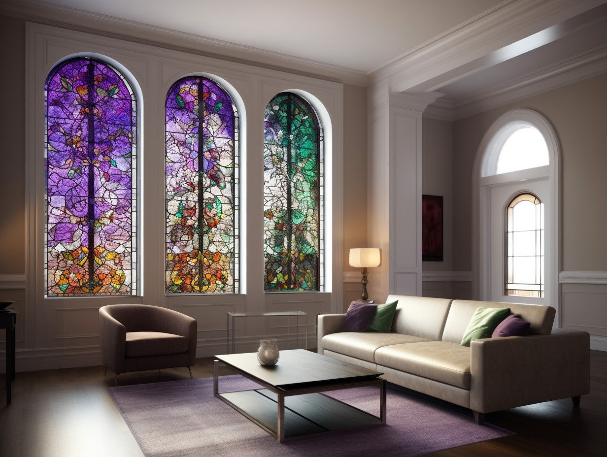 Witraż - "liliowy tryptyk" witraże na wymiar