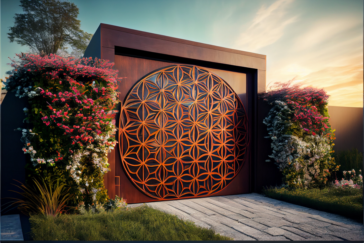 Flower of life - automatic gate made of COR-TEN® steel