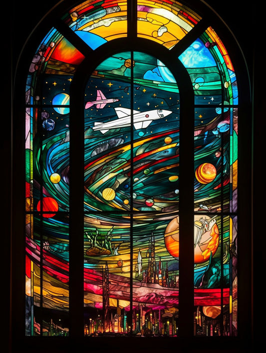 Stained glass - "starry flight"