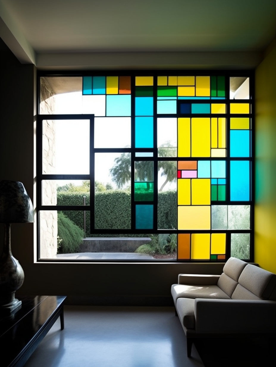 Witraż - "minimalistyczny bauhaus" witraże na wymiar