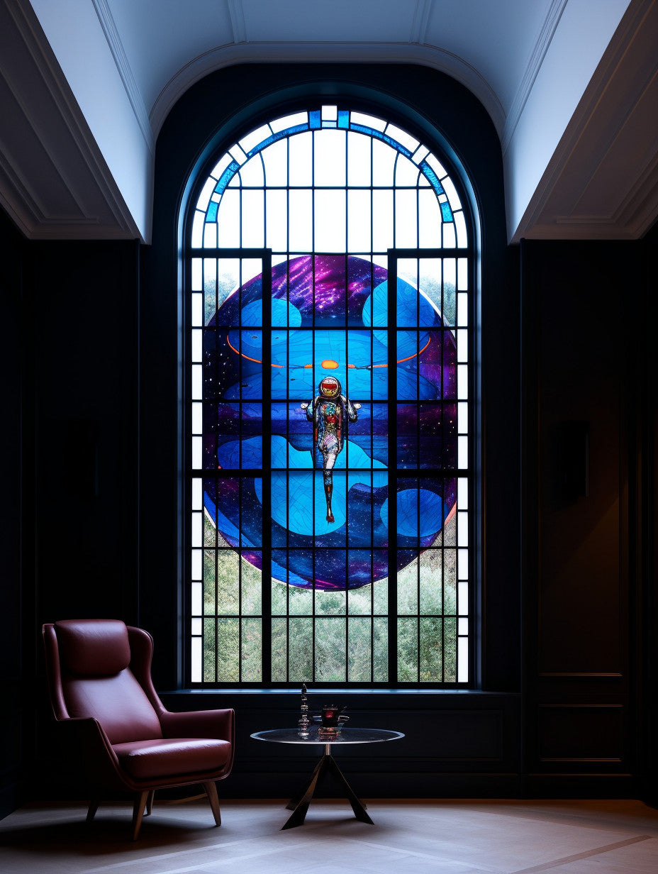 Witraż - "spacer w kosmosie" witraże na wymiar