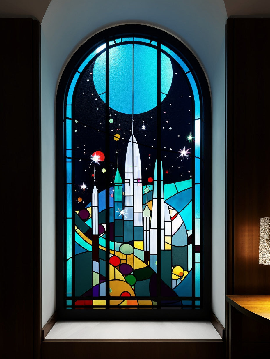 Witraż - "port kosmiczny" - witraże na wymiar