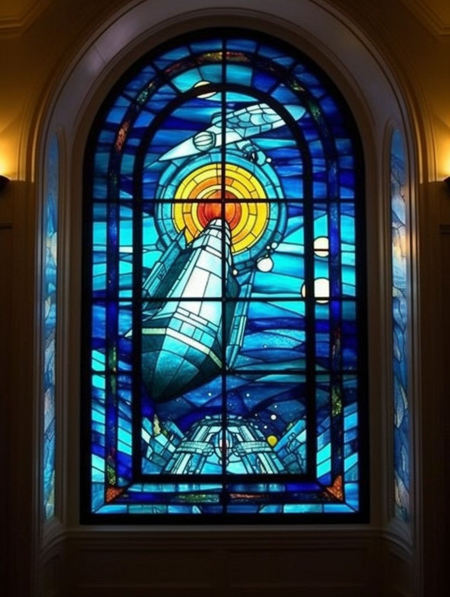 Witraż - "statek kosmiczny"