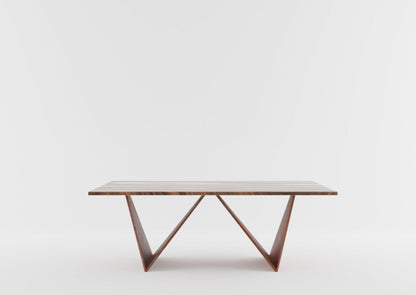 Origami - Forged steel table with a wooden top