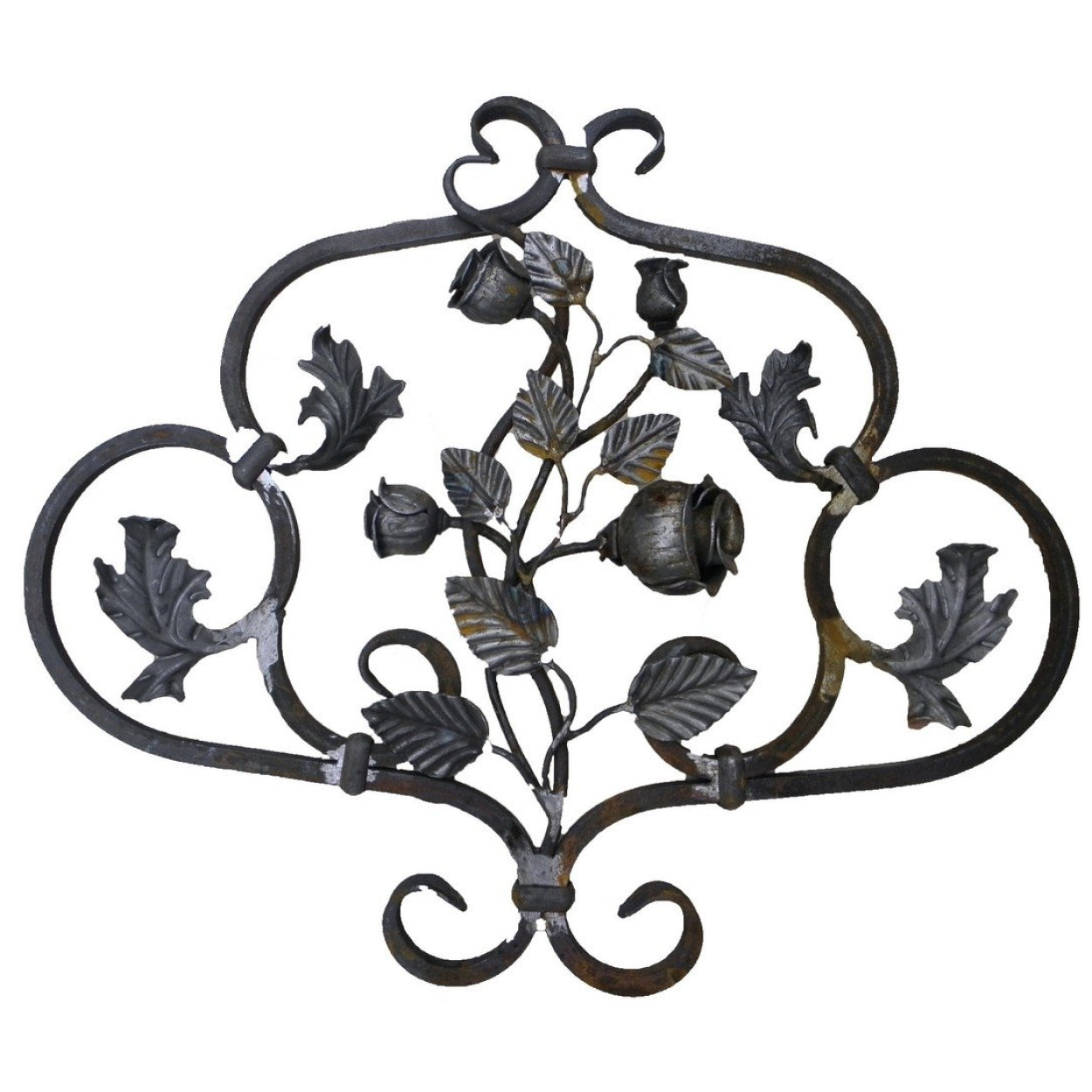 Kuta rozeta dekoracyjna do bram, balustrad, ogrodzeń. Herb z różą stalowy.