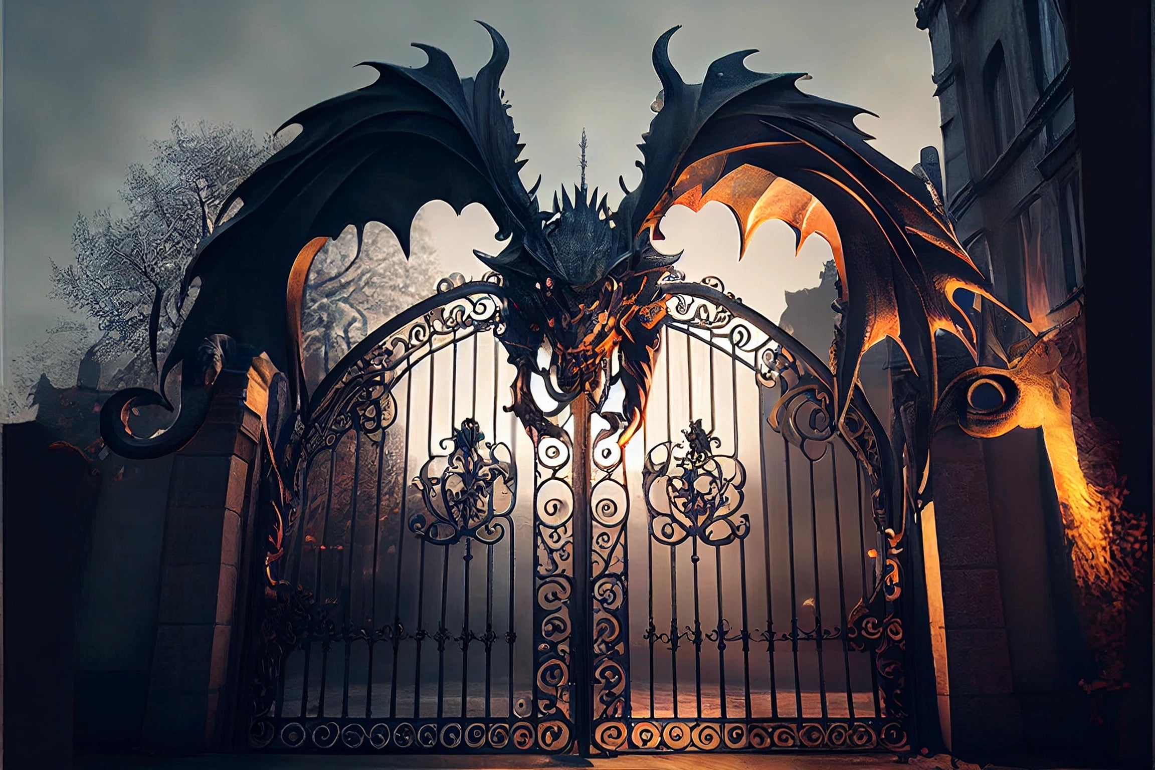Dekoracyjna brama wjazdowa na wymiar - "Smok" kowalstwo artystyczne